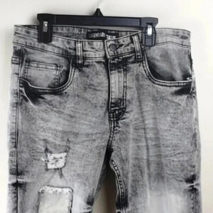 Legendary Status Black Gray Distressed Mens Jeans Size 30 Waist Long Pants
